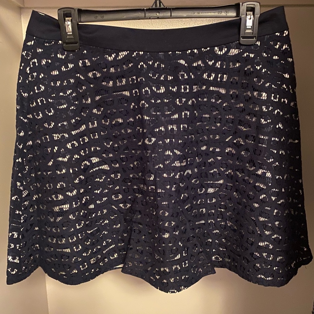 The Limited navy and white lace skirt.